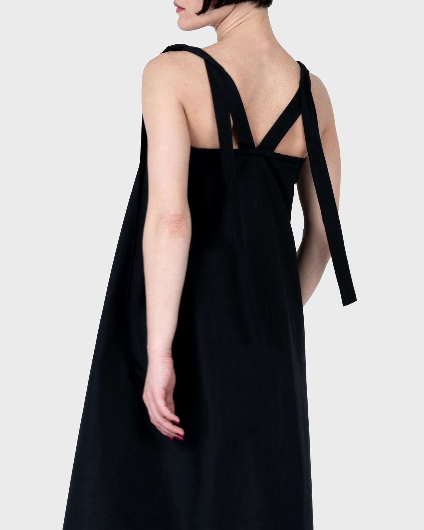 Io ribbon tie dress - black