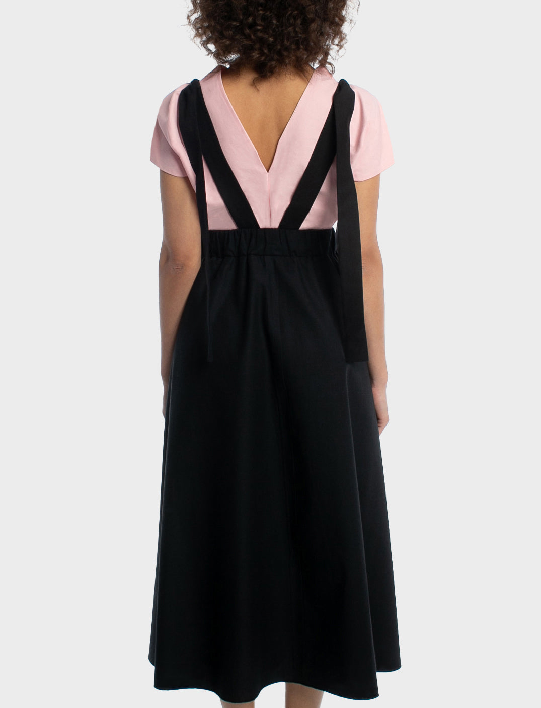 Io ribbon tie midi skirt - black