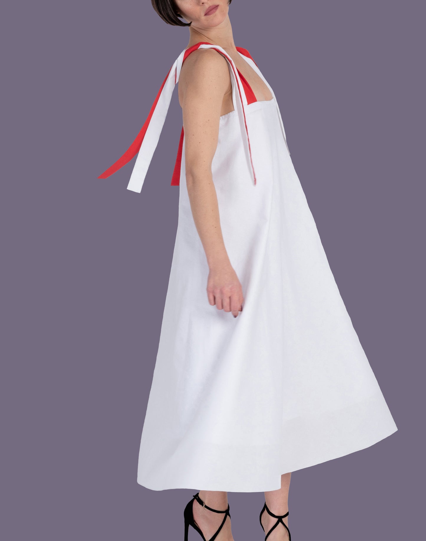 Io ribbon tie dress - white chalk