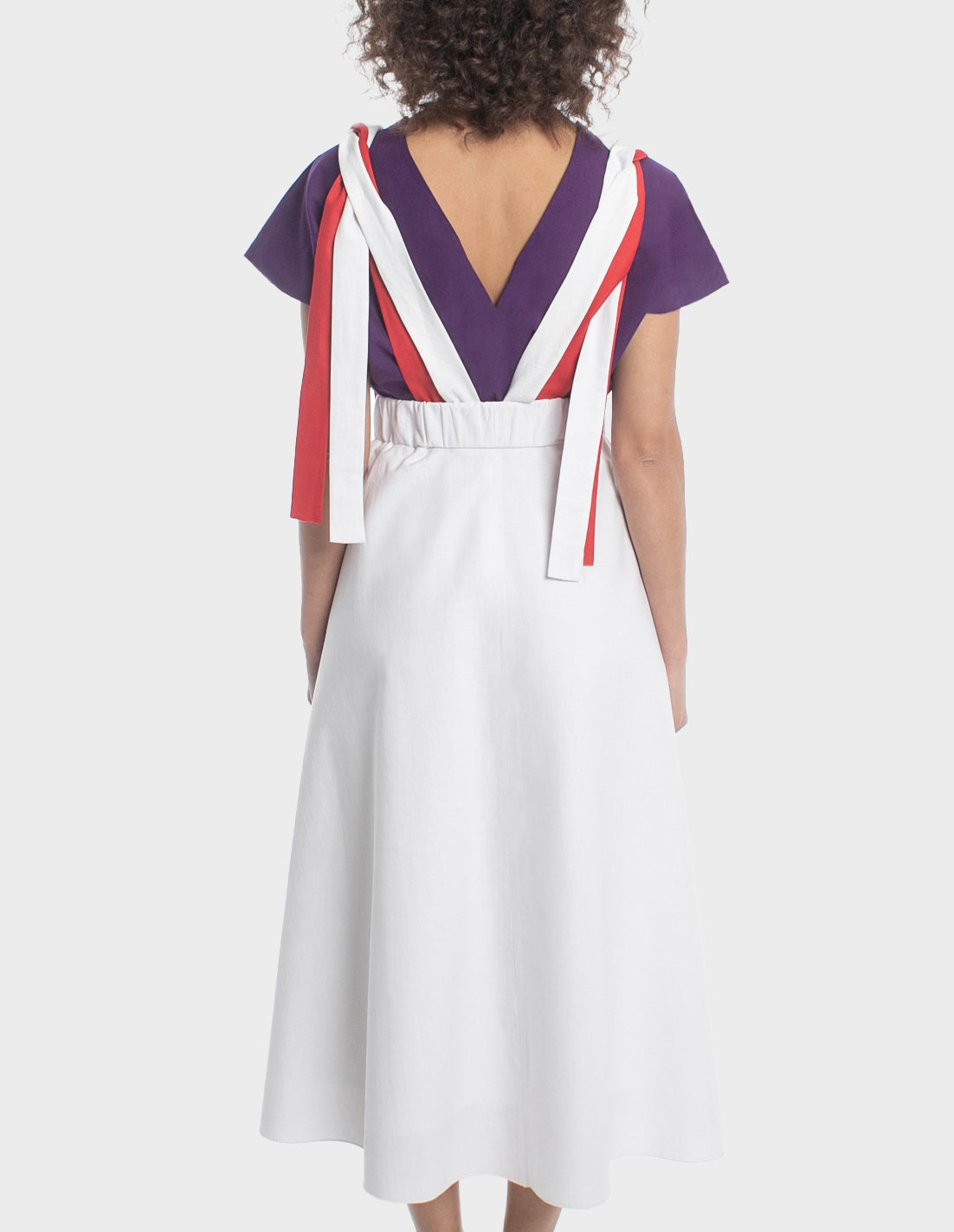 Io ribbon tie midi skirt - white chalk