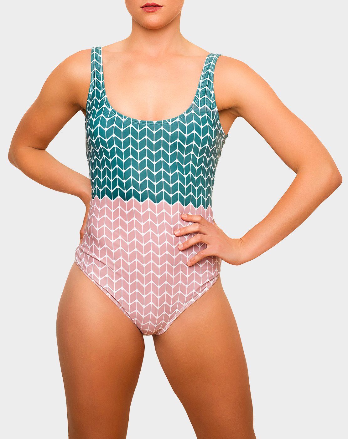 Fuchsite swimsuit - teal green/dusty rose