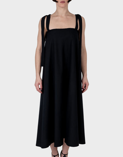 Io ribbon tie dress - black