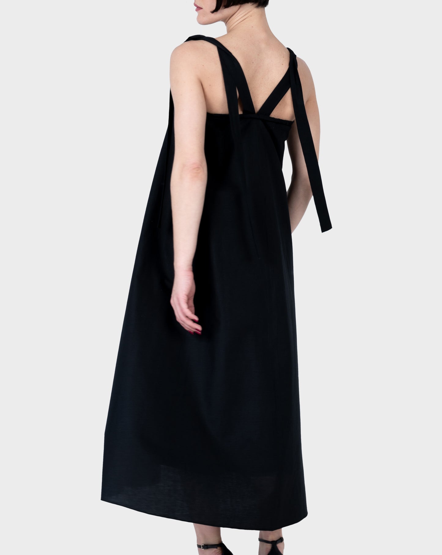 Io ribbon tie dress - black