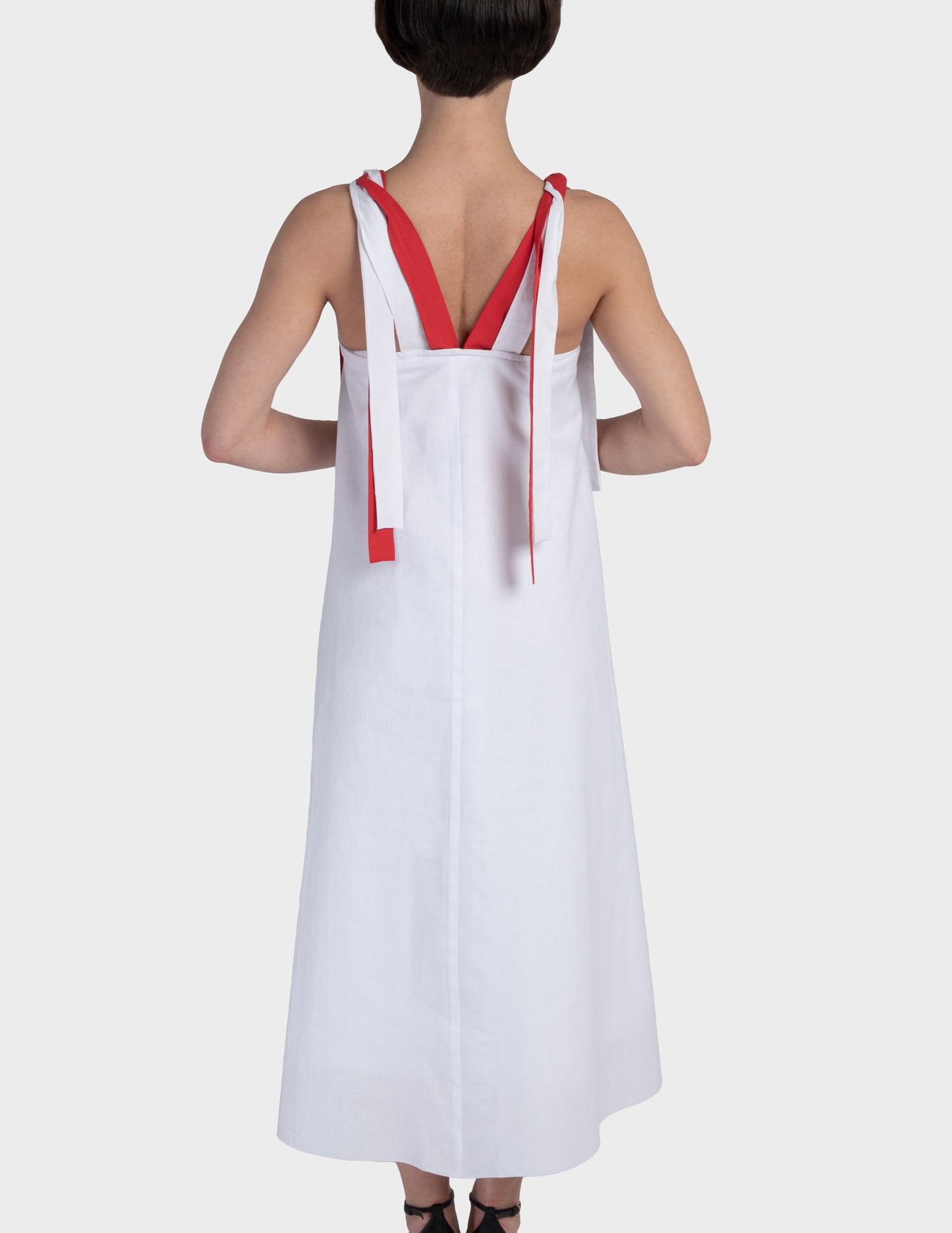 Io ribbon tie dress - white chalk