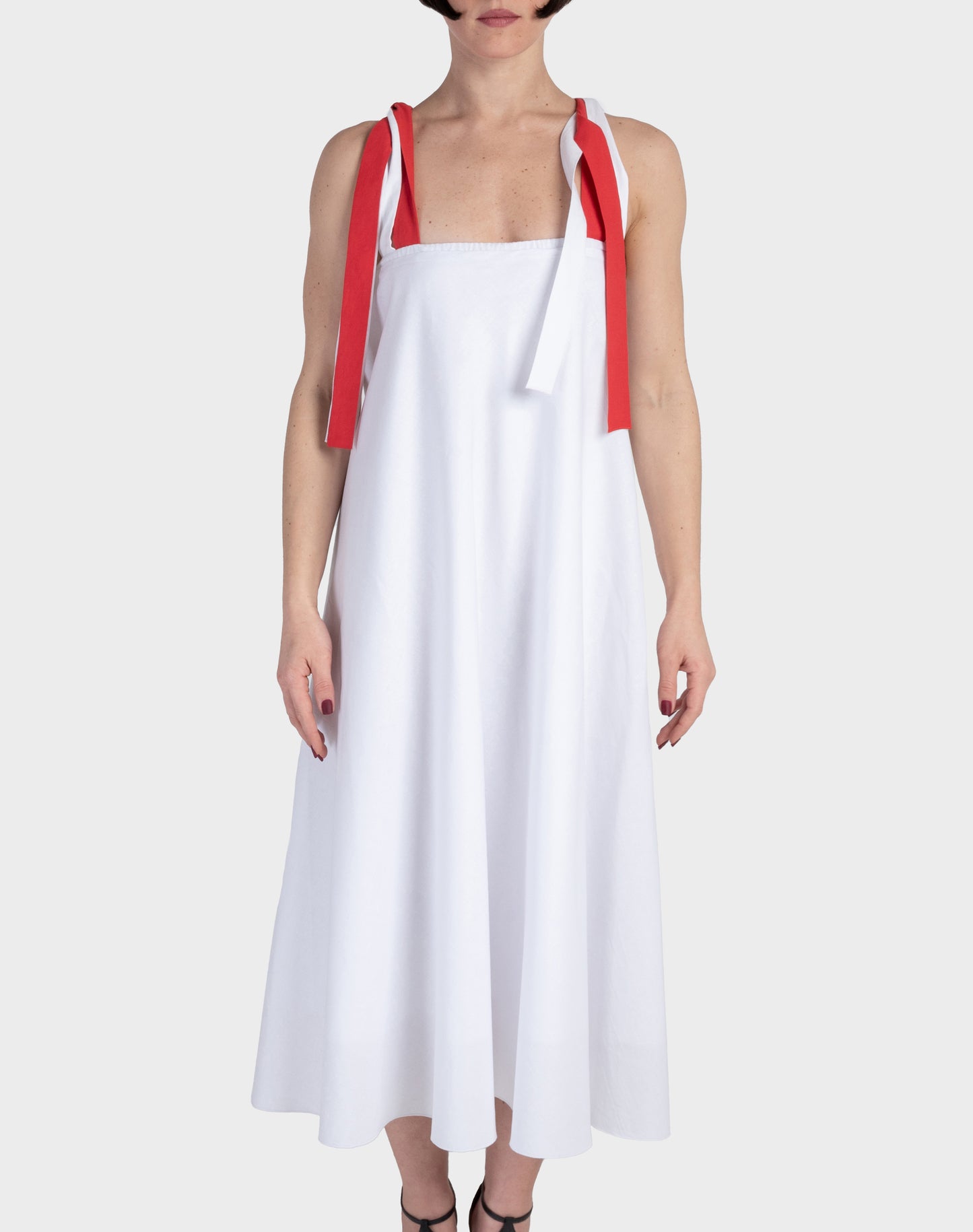 Io ribbon tie dress - white chalk