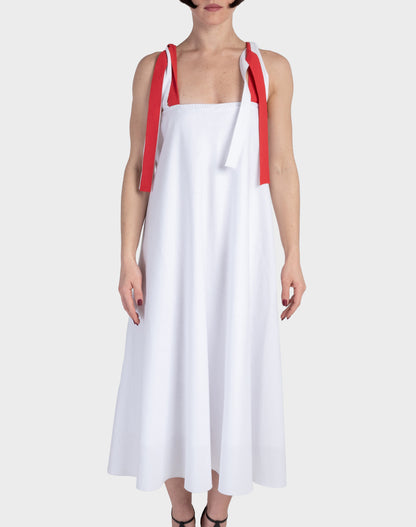 Io ribbon tie dress - white chalk
