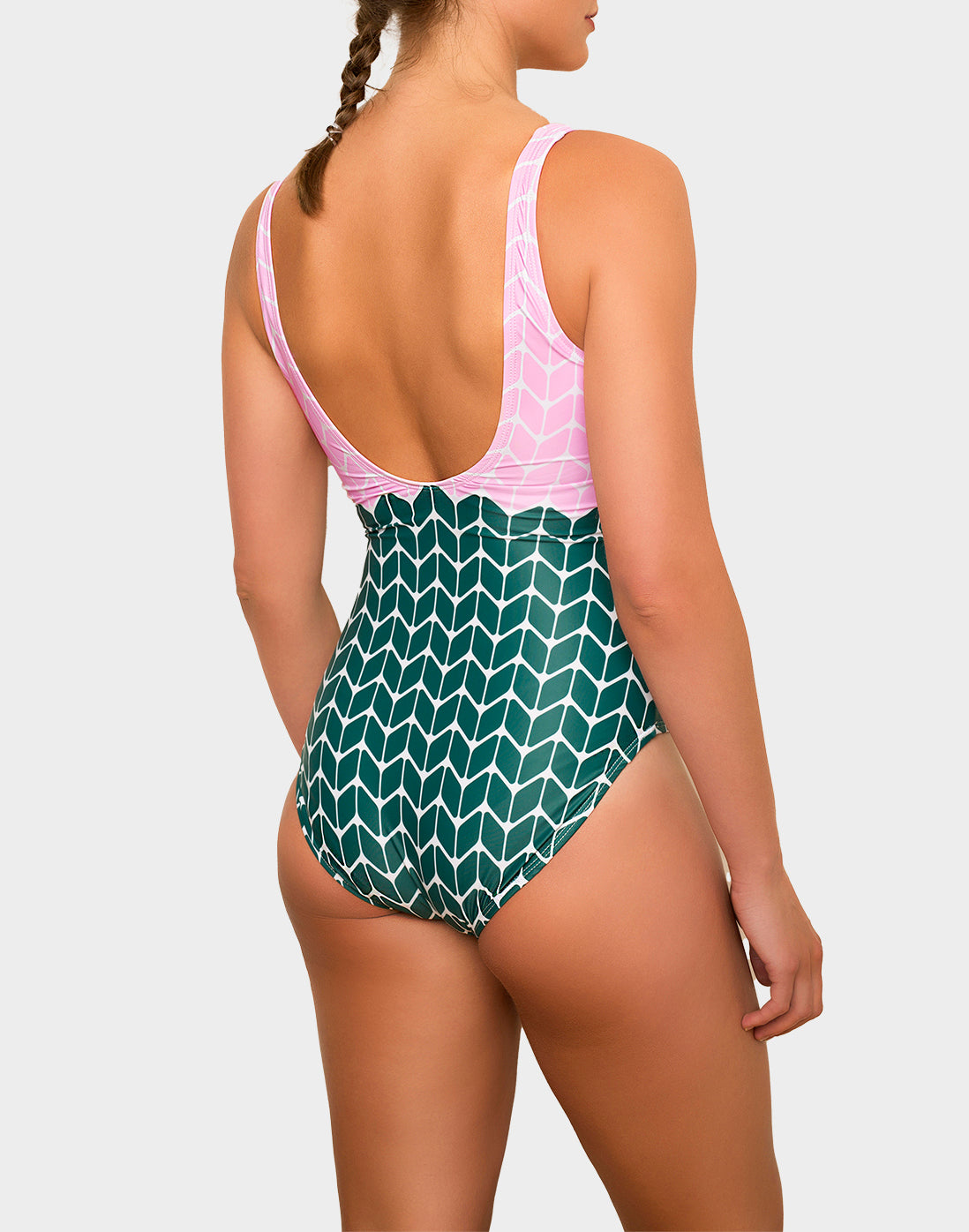 Elbaite Swimsuit - Pastel Pink / Dark Green