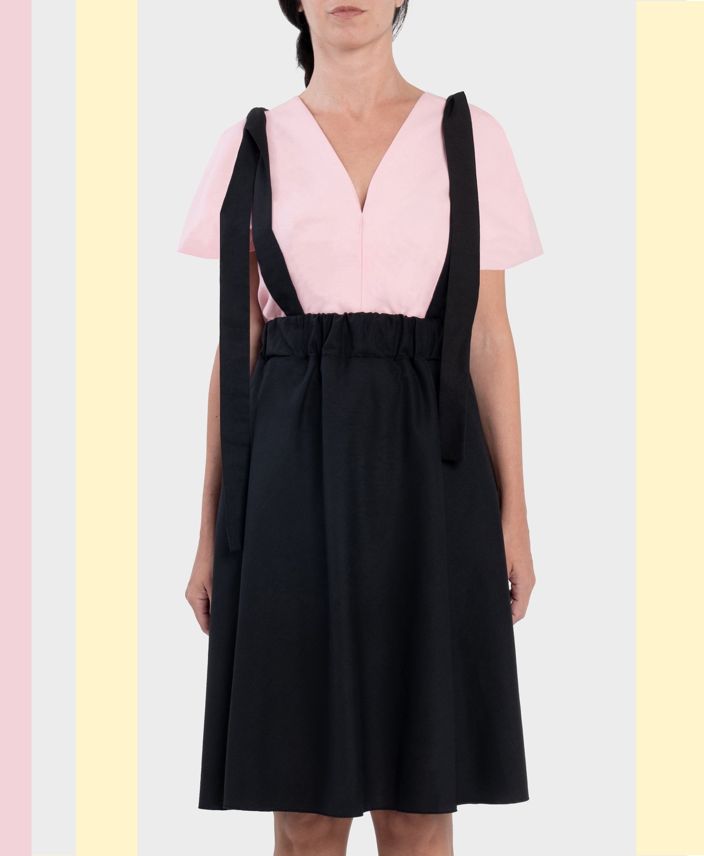 Io ribbon tie mini skirt - black