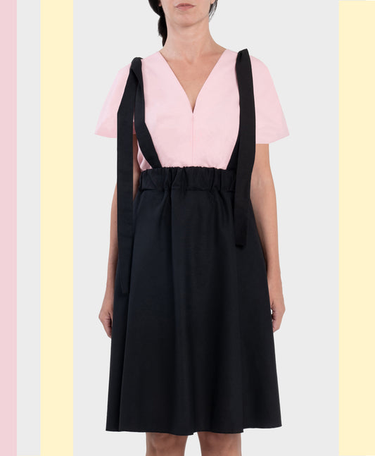 Io ribbon tie mini skirt - black