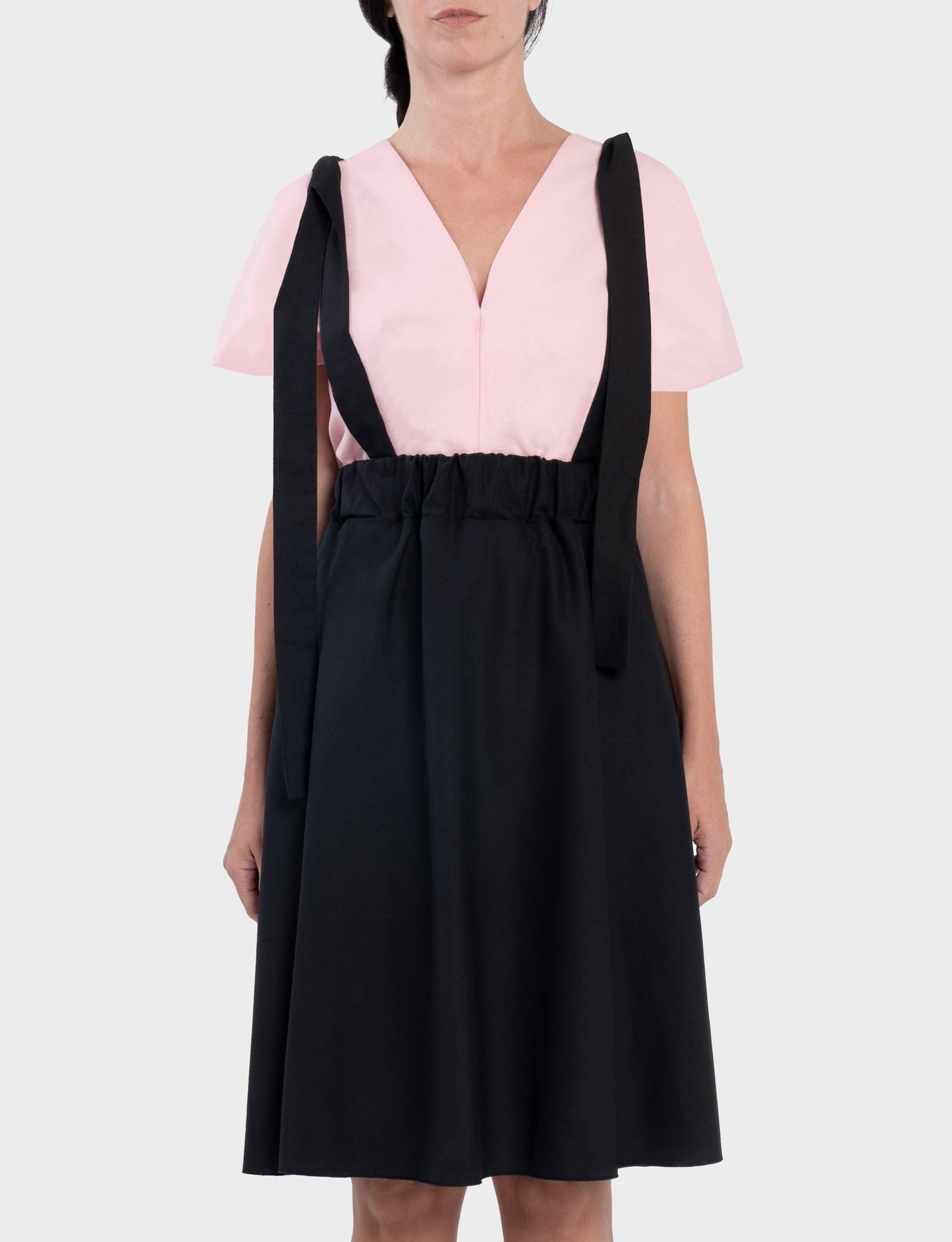 Io ribbon tie mini skirt - black