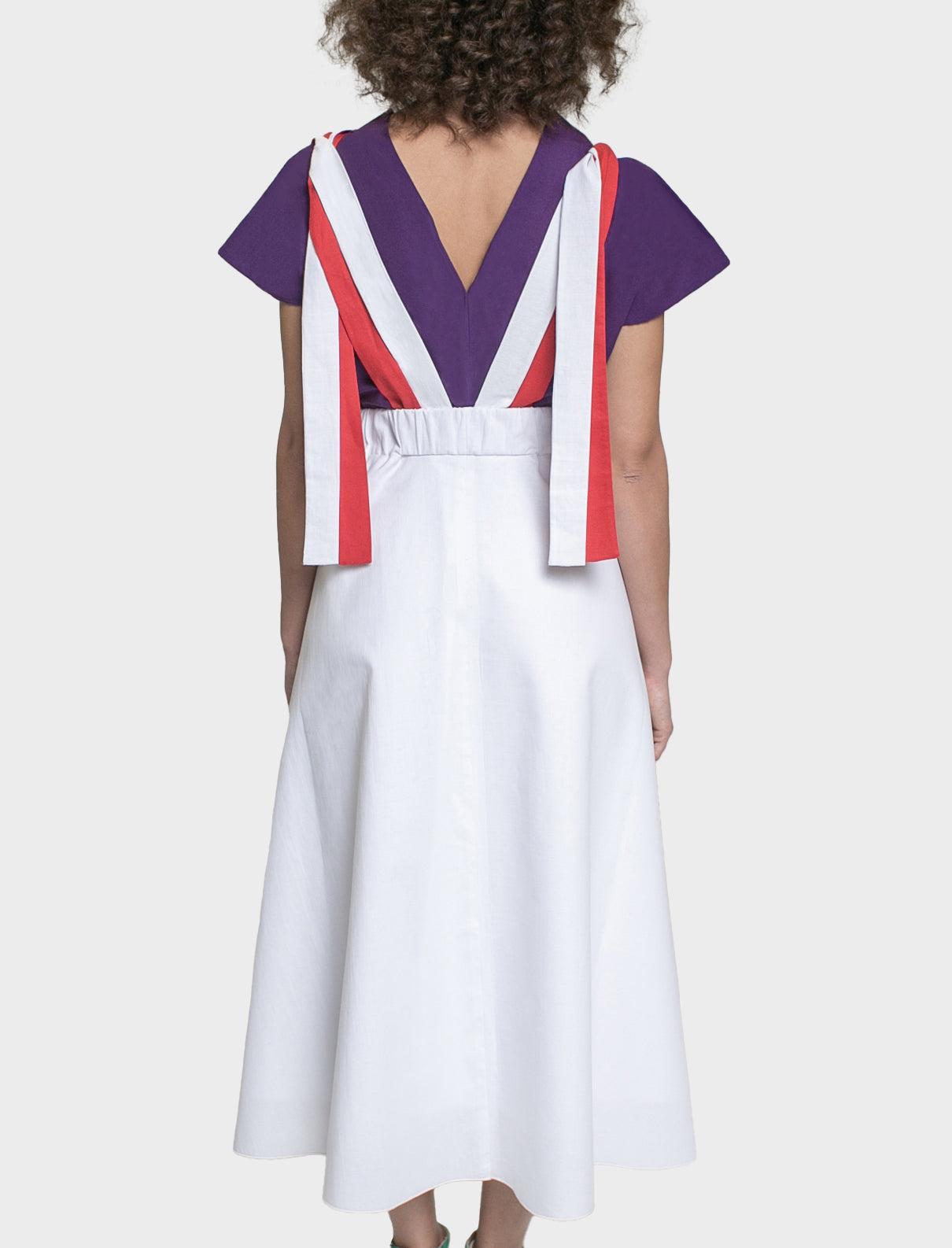 Io ribbon tie midi skirt - white chalk