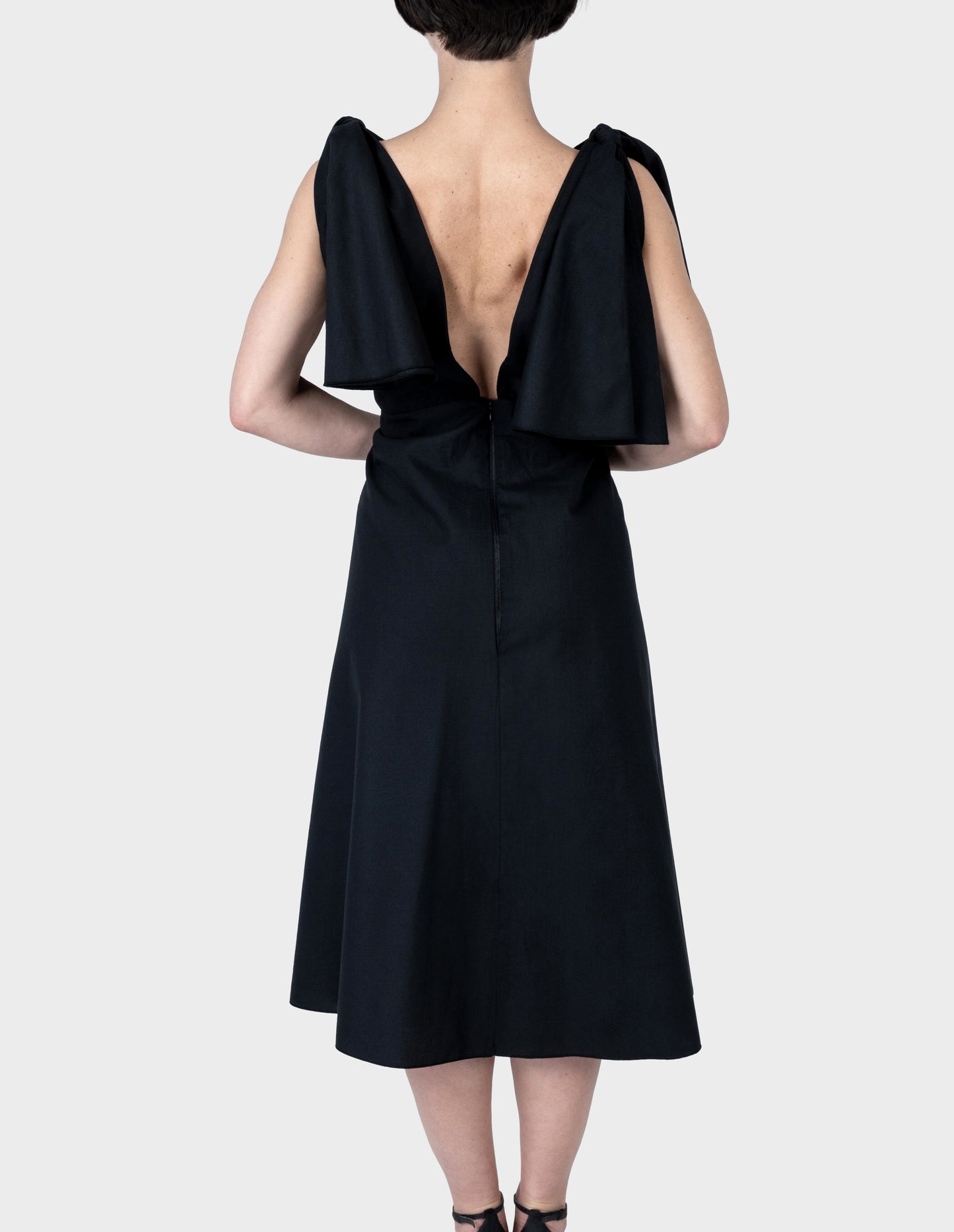 Leto bow midi dress - black