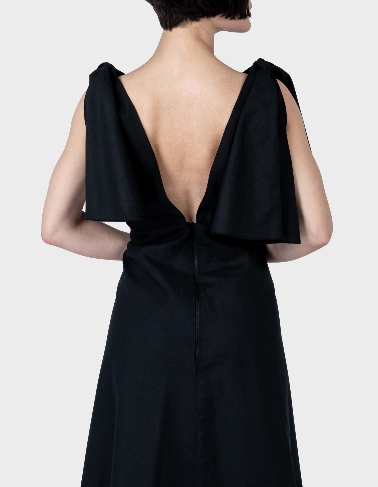 Leto bow midi dress - black
