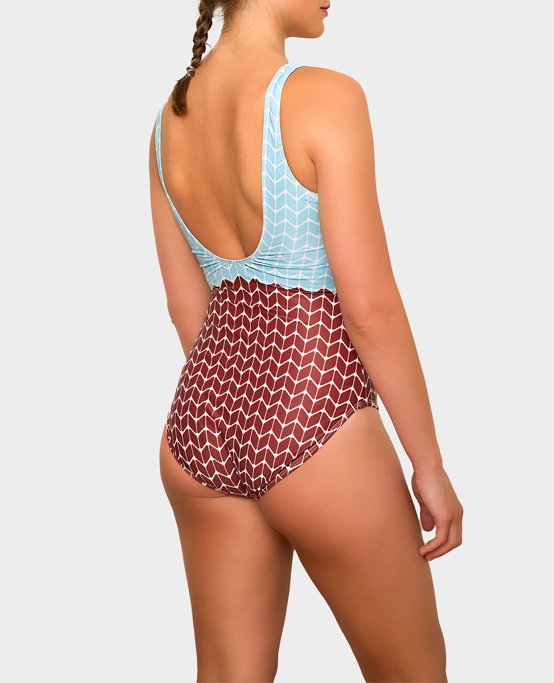 Ajoite swimsuit - powder blue/maroon