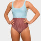 Ajoite swimsuit - sky blue/maroon