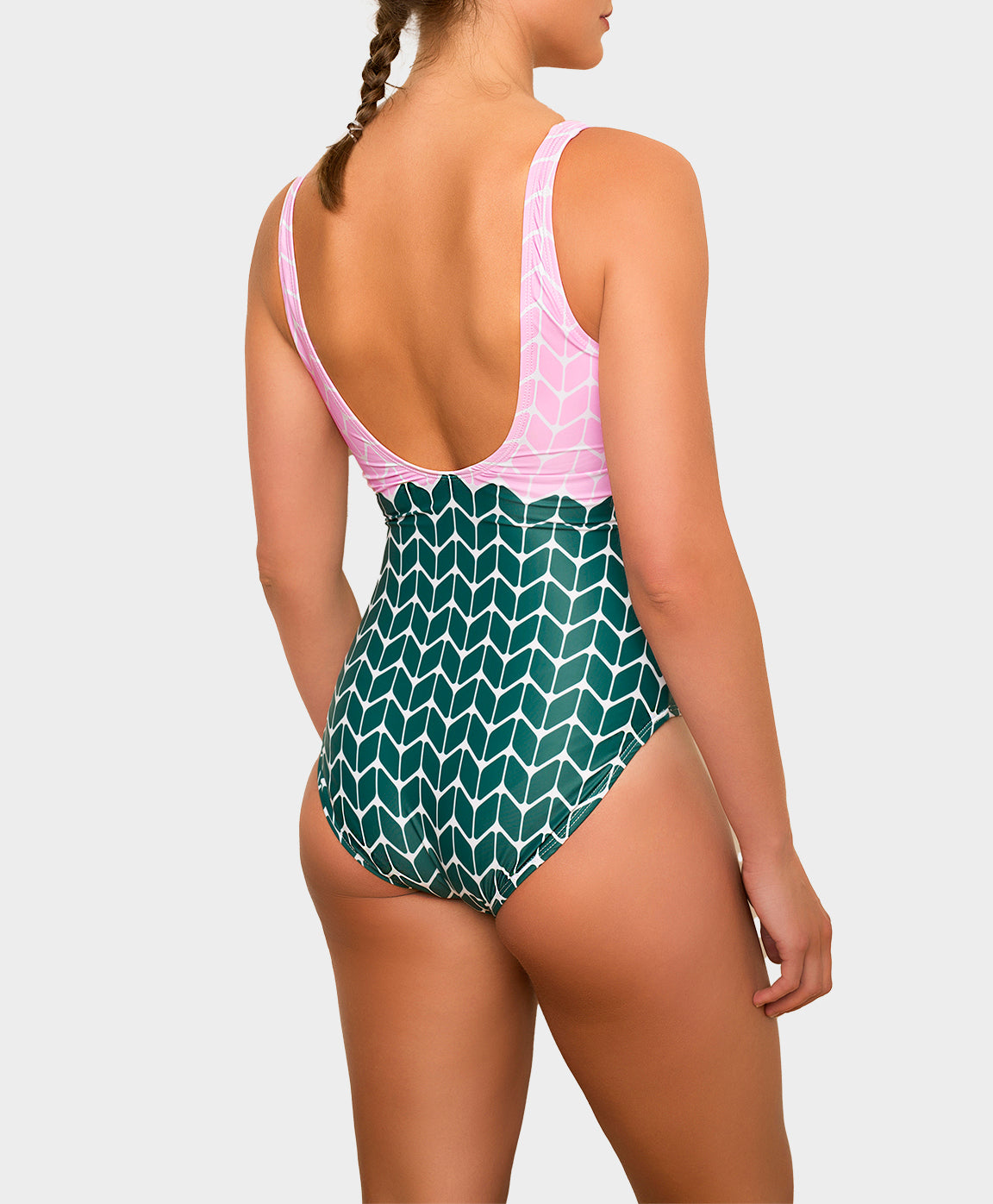 Petite Elbaite Swimsuit - Pastel Pink / Dark Green