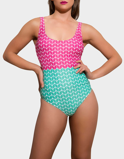 Kunzite swimsuit - magenta/vivid green